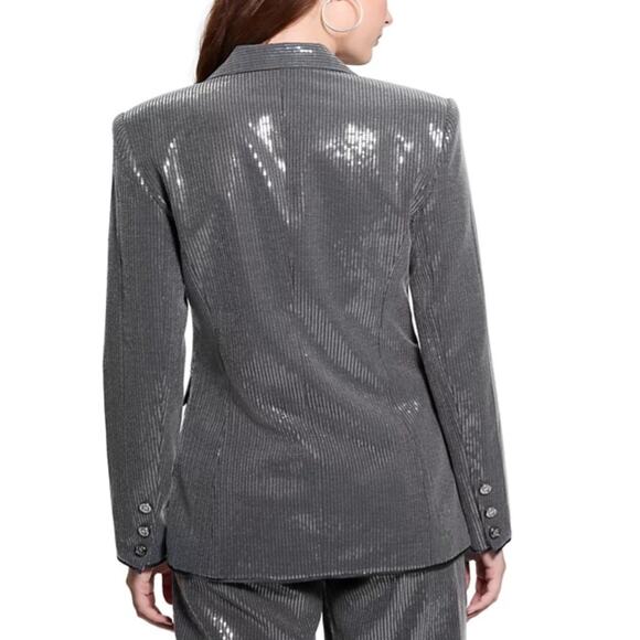 Guess Women's New Doris Sequined Relaxed Blazer Night Stone Multi Size S - Picture 4 of 4